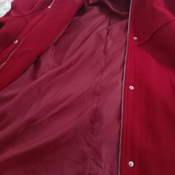 Red Wool lined hooded pea coat London Fog 2X - Picture 7 of 7